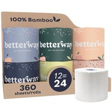Betterway Bamboo Toilet Paper 3 Ply Sustainable Toilet Tissue 12 Double Rolls