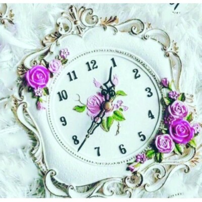Moule Silicone Montre déco Fleur pour 21cm Pâte Polymère Fimo Plâtre Cire Résine
