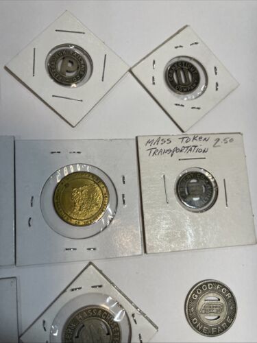 VINTAGE Lot Of 9 TRANSPORTATION TOKENS Pittsburgh NH Mass Transportation - Picture 3 of 7