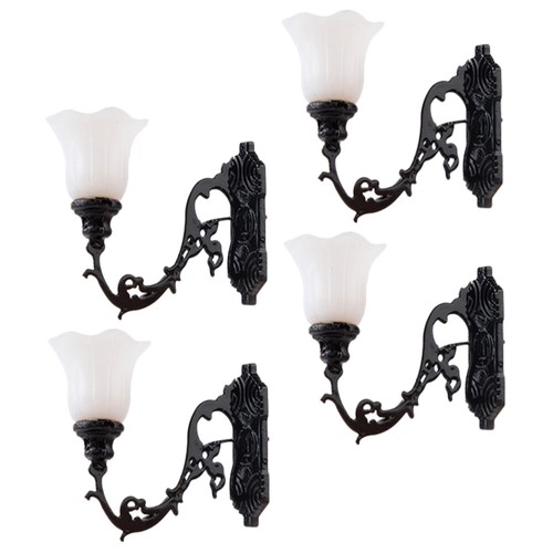COHEALI Miniature Wall Lamp Models - 4Pcs LED Dollhouse Lights For Sand Table & Miniature Scene Decor