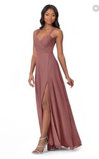 AZAZIE NAHRIN A-Line Pleated Chiffon Floor-Length Dress Desert Rose Size A0