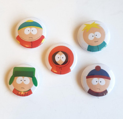 SOUTH PARK Badge Button Set 25mm 1'' Pins Pinback 90s Cartman Kenny Kyle Stan