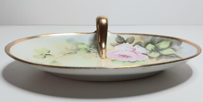 Vintage Hand Painted Nippon Small Dish w/handle Flowers/Leaves