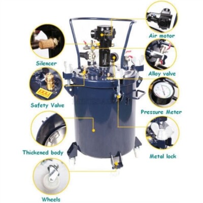 Air Agitator Mixer Pressure Feed 8GAL(30L) Regulator Pot Tank Sprayer Paint bg