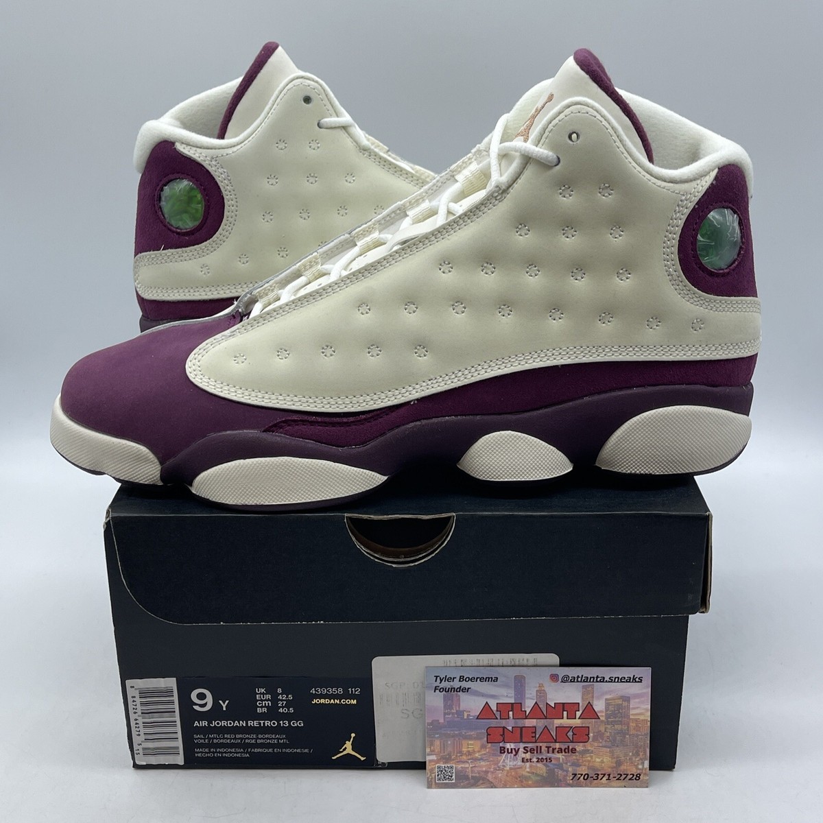 Size 9Y - Air Jordan 13 Retro Bordeaux Tan Burgundy Suede
