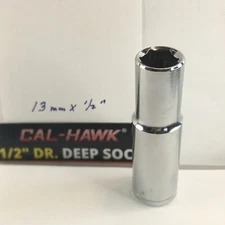 Cal-Hawk 13 mm x 1/2" Dr Deep Socket - 6 Pt -Free USA Shipping