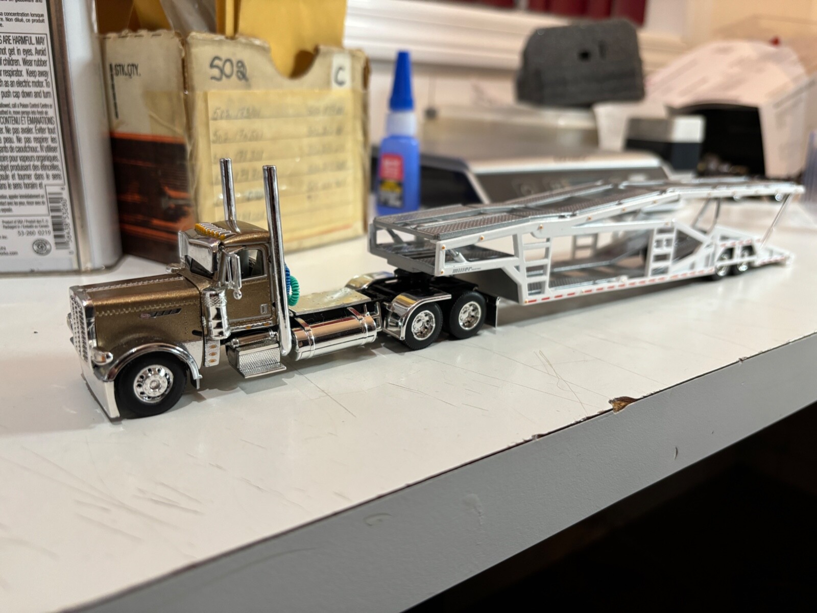 1st Gear/DCP 1/64 O/O Gold Peterbilt 389X w/Miller Car hauler eBay
