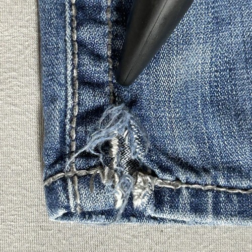 BKE Jeans Men 32L Blue Denim Jake Straight Distressed Whisker Fade Grunge 31x32 - Bild 7 von 10