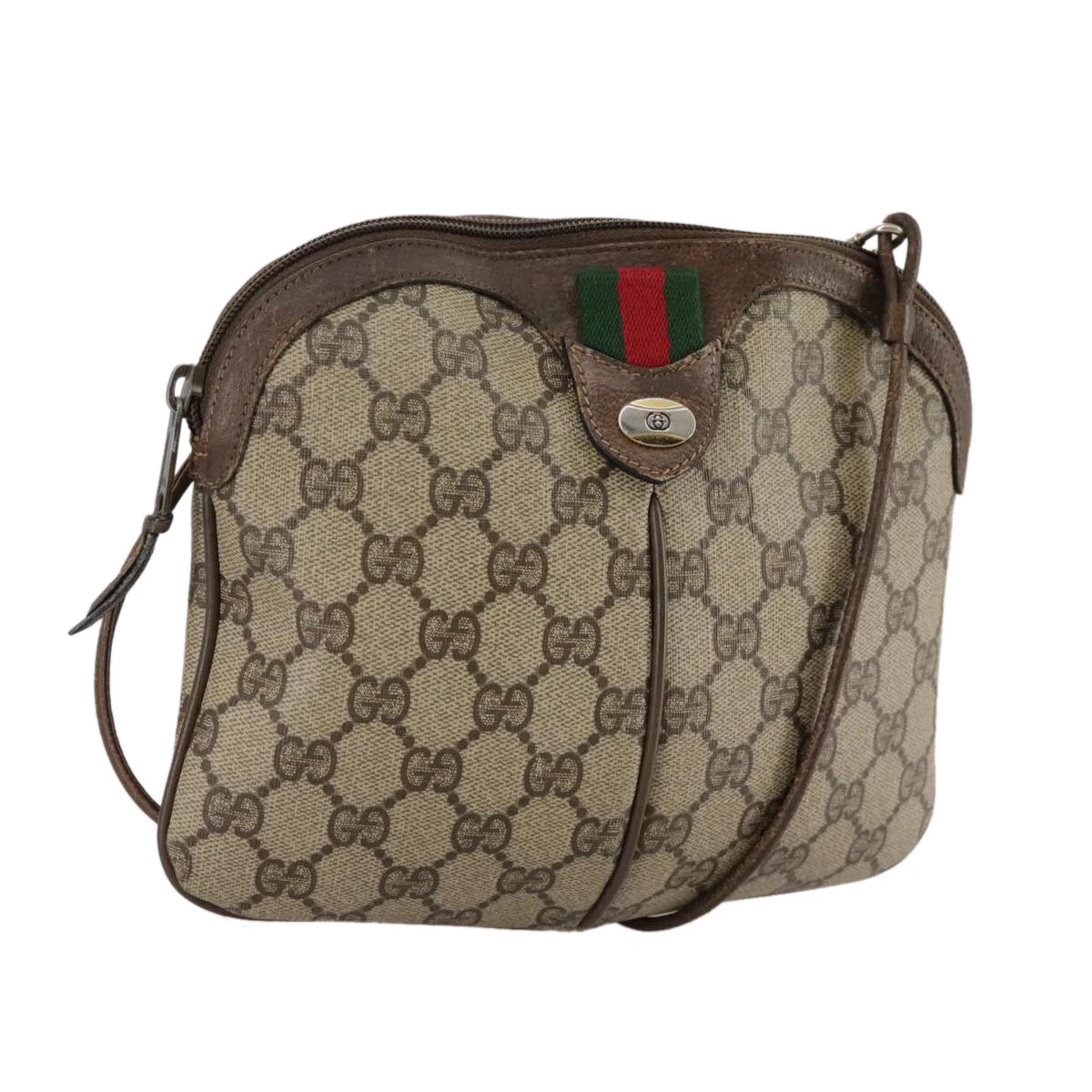 Sac à bandoulière GUCCI GG Supreme Web Sherry Line PVC beige 904 02 047 authentique bs21376