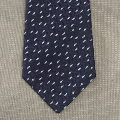STEFANO RICCI Necktie Blue Diamond Geometric Silk Tie Italy Classic L58 W3.75.