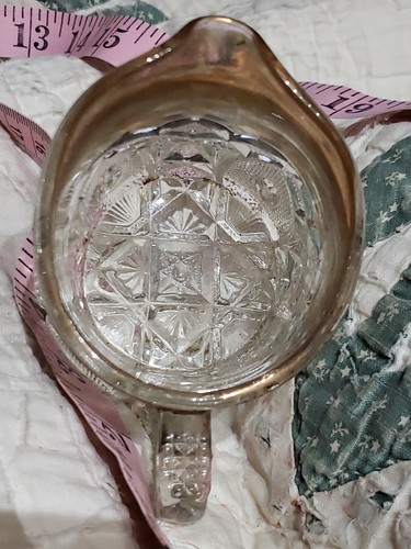 Antique EAPG USA GLASS # 15084 NEW HAMPSHIRE Creamer Gold Trim Circa 1903 3.5x4" - Picture 4 of 10