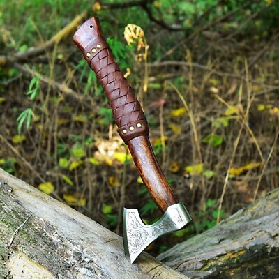 #ad VIKING HAND FORGED 1095 HIGH CARBON STEEL BLADE TOMAHAWKHATCHETCOMBAT AXE $69.99
