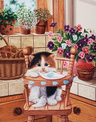 Higgins Bond '' Sunday Brunch '' Calico Katze Kätzchen Handsigniert Nummeriert