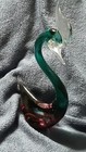 Beautiful Art Glass Swan--Clear, green purple, 9" tall — photo 3