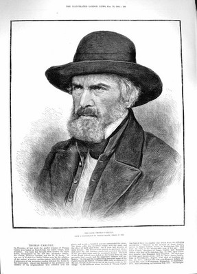 Original alter antiker Druck 1881 Portrait Thomas Carlyle Ecclefechan Dumfries