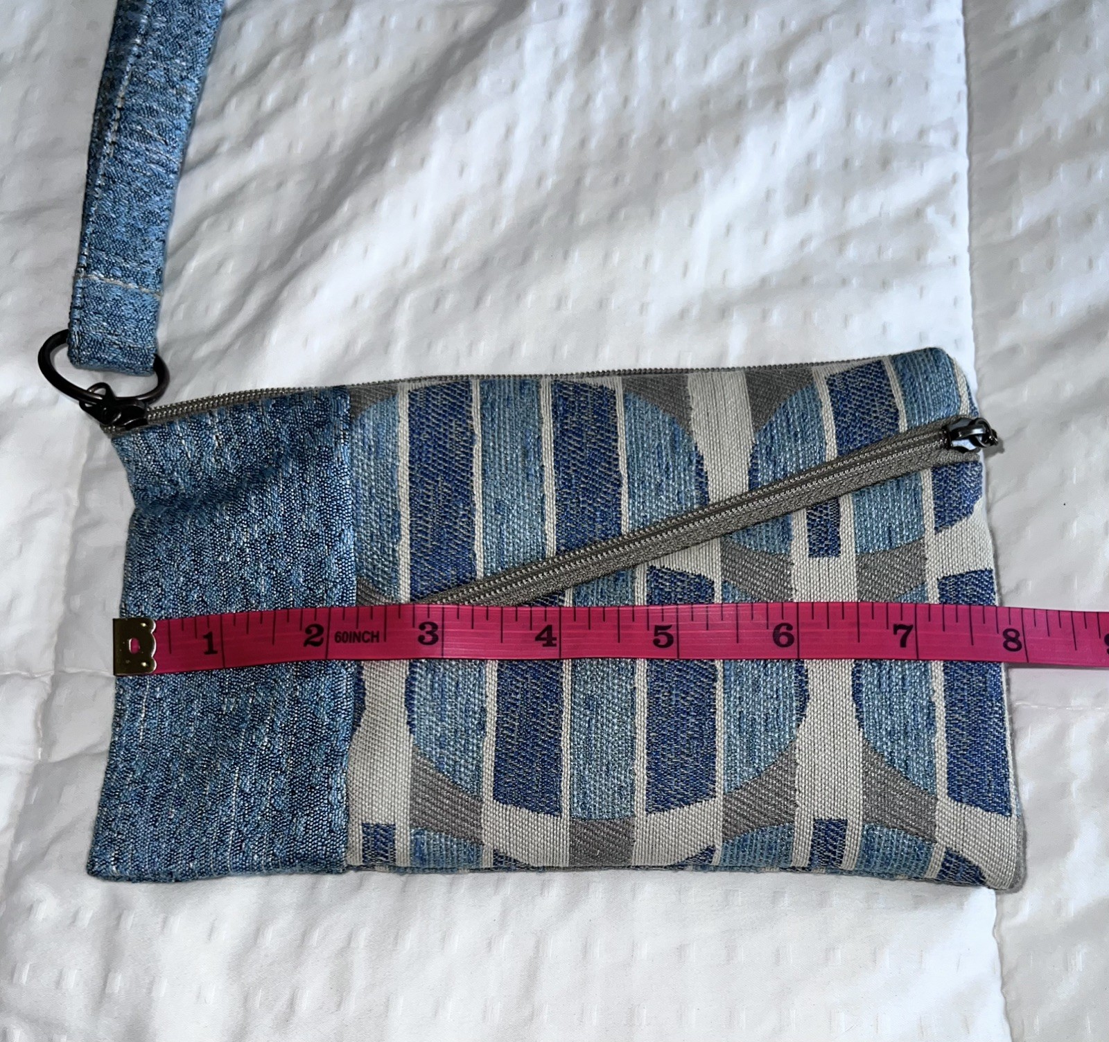 Denim Patchwork Handmade MARUCA Wristlet Small Cl… - image 7
