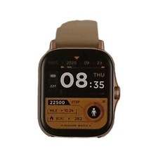 DOVIICO Smart Watch Touch Screen Fitness Tracker Beige Silicone Band Gold Case