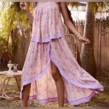 Spell and The Gypsy Jewel Wrap Skirt Cami SET Pink Floral Flowy Boho Maxi S