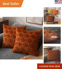 Fall Pillow Covers 18x18 Set of 2 Fall Decorations Autumn Rust Pumpkin Throw ...