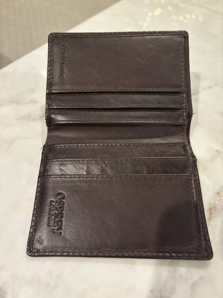 Cartera de cuero marrón Osprey London vintage para hombre Foto 2 de 3