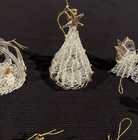 8 Vintage Spun Glass Christmas Ornaments w/ Gold Candy Cane Tree Angel Nativity — photo 3