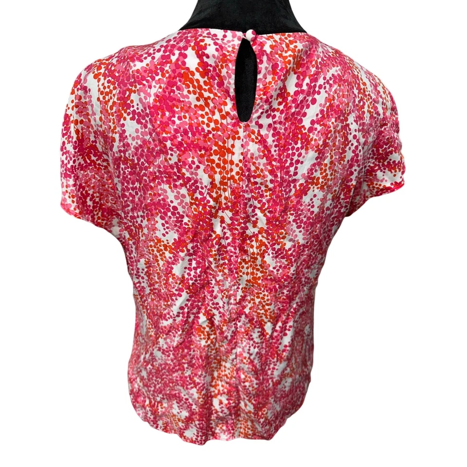Blusa feminina Boden gola plissada Ravello LOTE DE 2 tamanho 8 mistura de seda floral elegante - Imagem 4 de 4