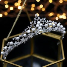 Royal Princess Wedding Tiaras Crowns Freshwater Pearls Brides Hairbands Zircon