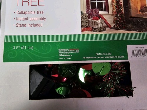 3 Ft Tinsel Tree Red & Green - Picture 3 of 5