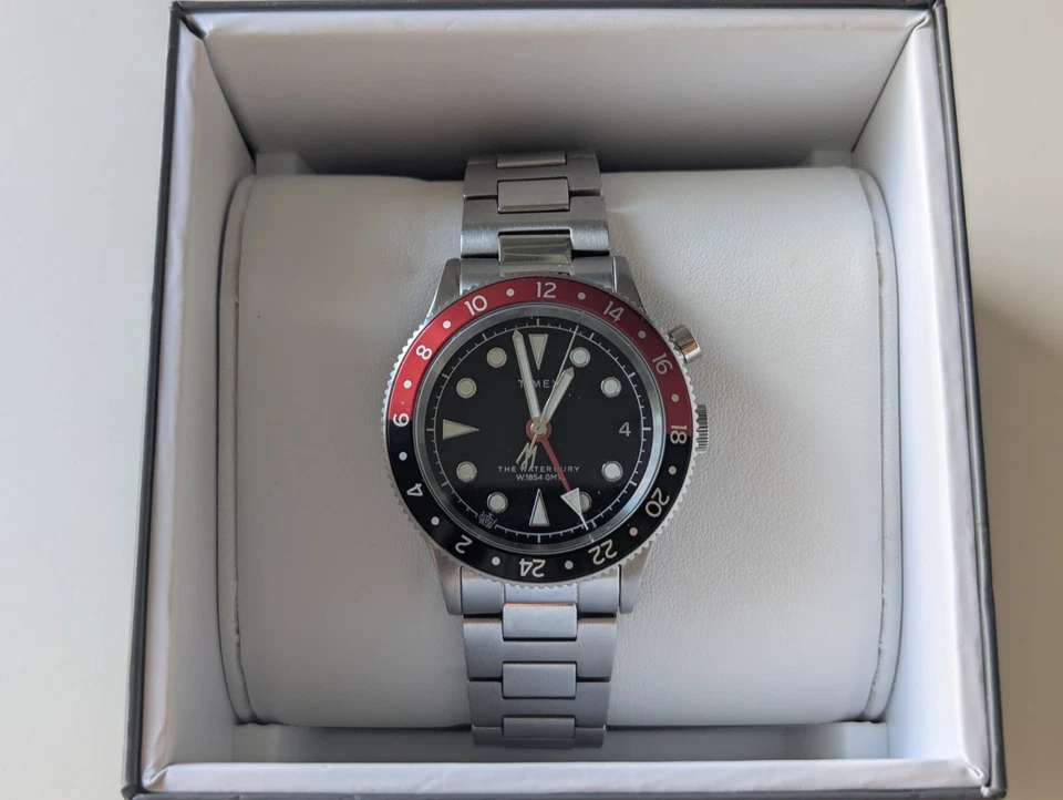 Timex Waterbury Traditional GMT Stainless Steel Black Red 39mm Watch TW2W22700 - image 3 of 4