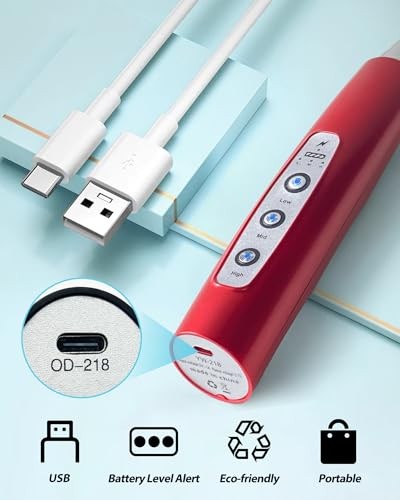 Milk Frother Rechargeable Handheld-Electric Whisk 3 Speed Red Without Stand - Bild 5 von 7