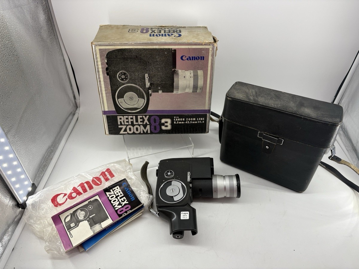 Vtg Canon Reflex Zoom 8-3 8mm Movie Camera W/ Original Box, Bag