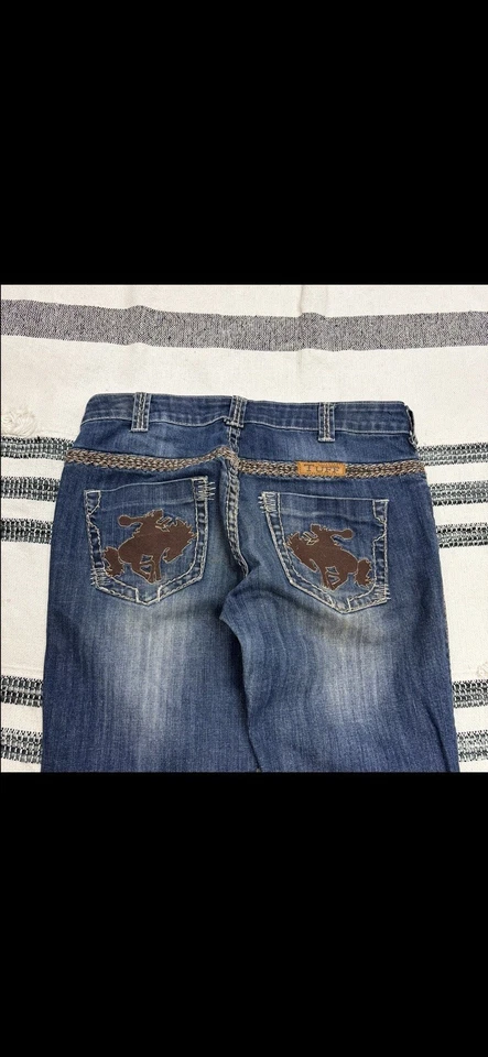 Vtg Y2K Womens Flare Jeans 28x35 Low Rise Bootcut Cowgirl Embroidered - Image 4 of 4