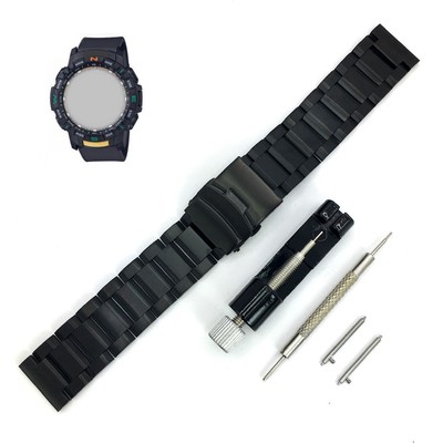 Black Metal Replacement Watch Band Fits Casio Pro Trek PRG-340 PRT-B50 PRT-B70