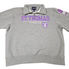 University St Thomas Tommies Quarter Zip XL Gray Collegiate Logo Pullover