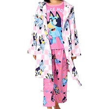 Bluey Disney Dog Girls Pajamas Bath Robe Set Size 2T 2 Toddler 4 6 Shirt Pants