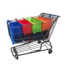 Reusable Shopping Cart Bags 4 Pack Grocery Trolley Organizer Foldable Tote Set