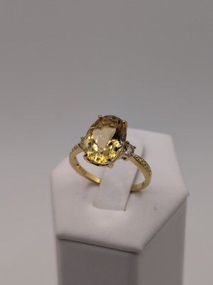 Atemberaubender JTV 6 kt gelber brasilianischer Citrin weißer Topas 18 kt/Sterling Ring Größe 10