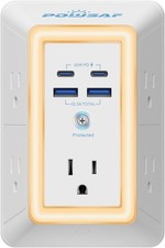 Multi Plug Outlet Surge Protector - 5 Outlet Extender with 4 USB Ports 2 USB-C