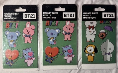 Aliquantum BT21 Die Cut Magnet Sheet 5 Per Sheet Lot Of 3 Vintage Cover # 1 & #2