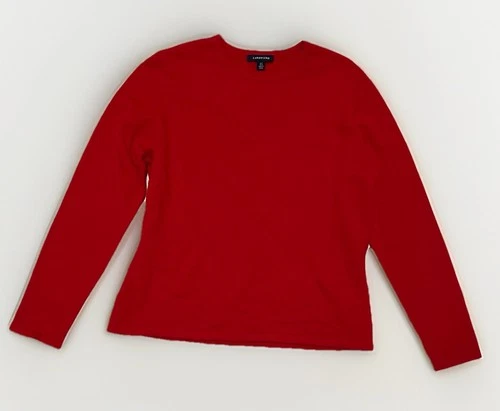 Lands’ End Classic Red Cashmere Crewneck Sweater Holidays Women’s Size M/P 10-12