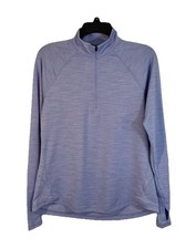DSG Heathered Blue Pullover Womens S Long Sleeve 1/4 Zip Athletic Thumbholes