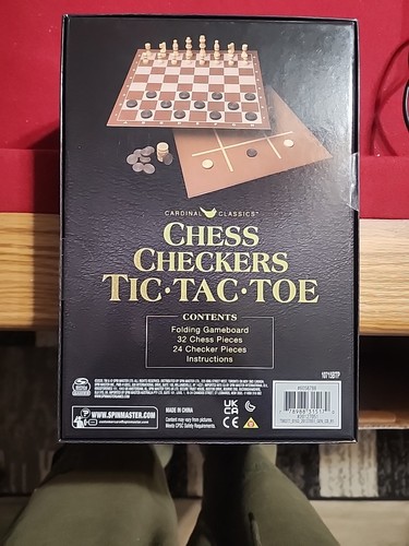 CARDINAL CLASSICS CHESS CHECKERS AND TIC TAC TOE SET - DOUBLE SIDED GAMEBOARD - Picture 3 of 5