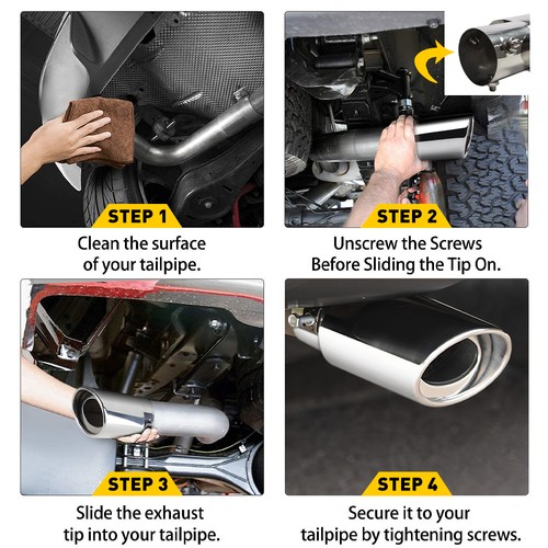 YITAMOTOR 2.5" Inlet Exhaust Tips, 2.5 Inch Inlet 4in Outlet 12 In Overall Length Stainless Steel Chrome Plated Finish Exhaust Tailpipe Tip Universal For 25in Od Tailpipe Boltclamp On Blue P 7643 - Foto 7