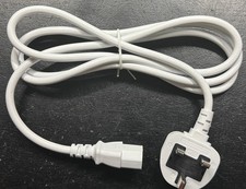 IEC Cable Power Lead - GB/UK Version - 1.70m White - Internal Fuse