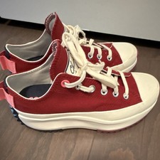 Converse Run Star Hike Platform Low Top Canvas Sneaker Park Red Size 7.5
