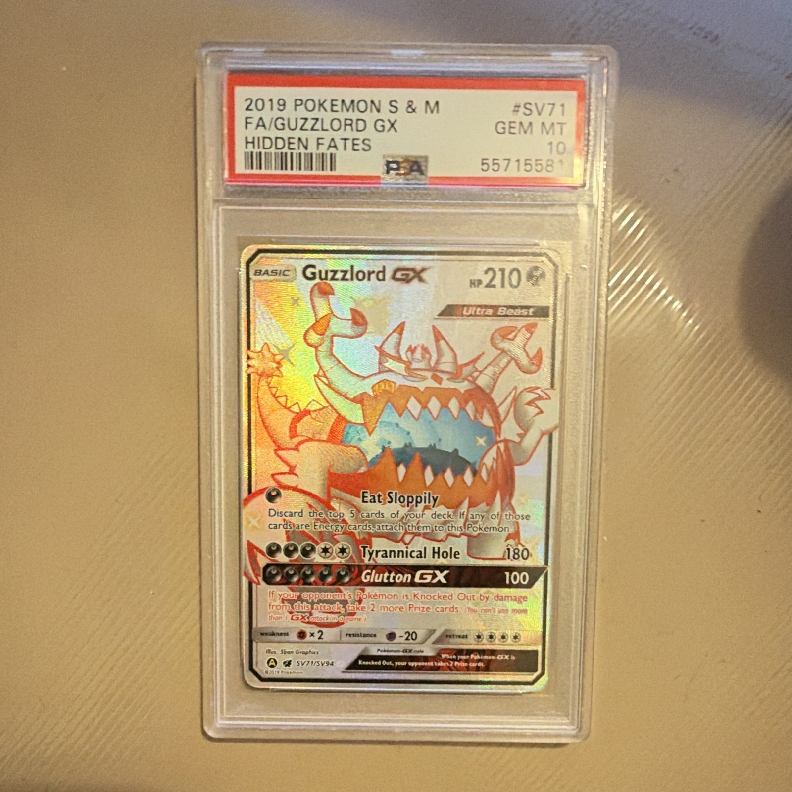 Pokémon 2019 Hidden Fates Shiny Vault Guzzlord GX SV71/SV94 GEM MINT PSA 10