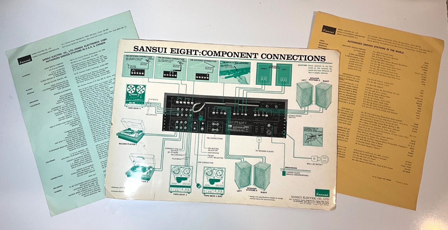 Sansui Model Eight Receiver Laminated Component Connections Sheet