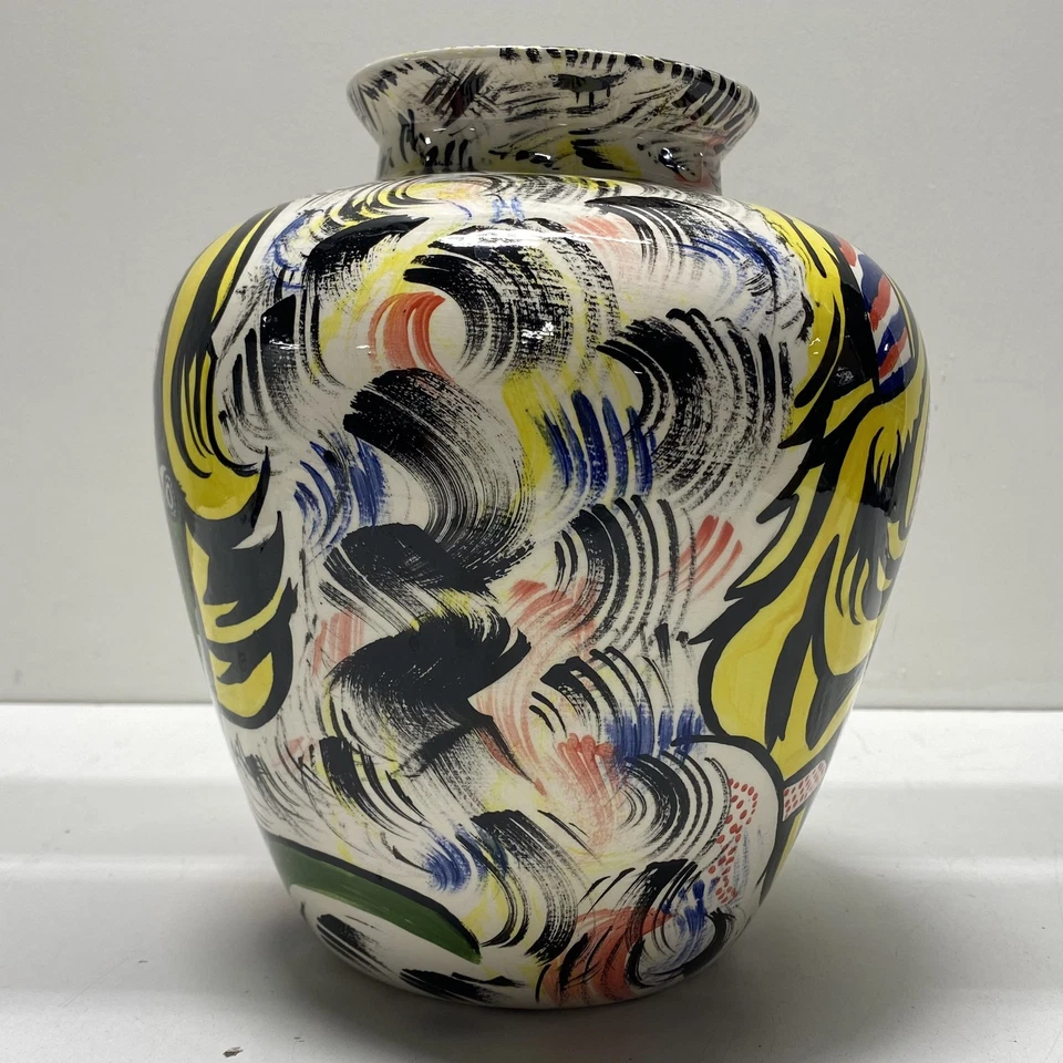 Vaso de cerâmica de estúdio - Pop Art. 10 polegadas de altura. Vaso de flores de cerâmica "Judy" jogado à mão - Imagem 3 de 4