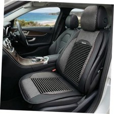 Beaded Car Seat Cover   Wooden Bead Massage Support with Breathable Royal Black