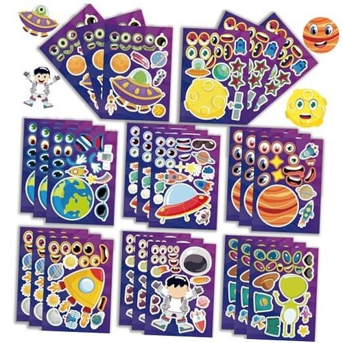 24 Sheets for Kids Make Your Own Planet Stickers Games, DIY Space Stickers